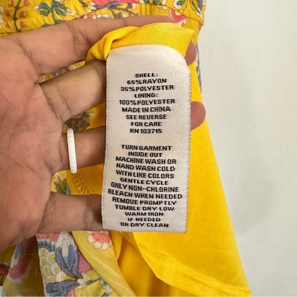 NWT Nanette Lepore Women's Sleeveless Yellow Floral Tiered Midi SunDress sz 14 - Picture 13 of 15